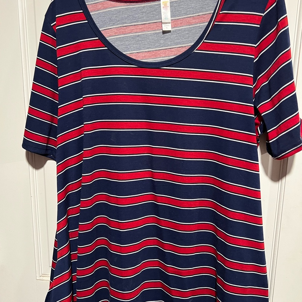 Red and blue striped shirt